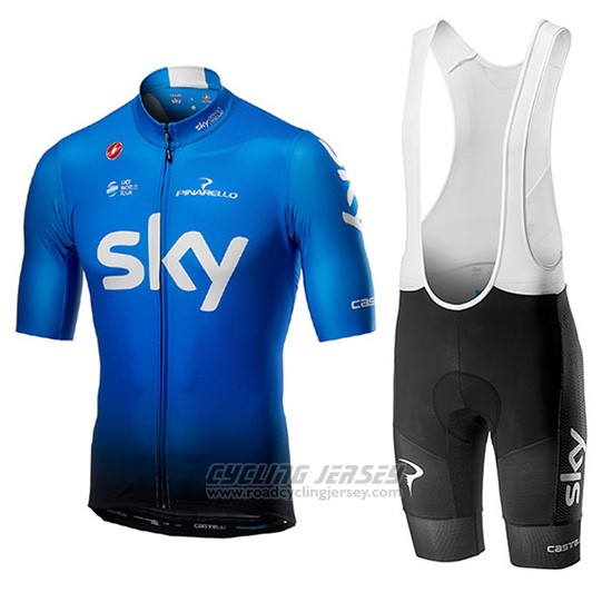 2019 Cycling Jersey Sky Blue Short Sleeve and Overalls